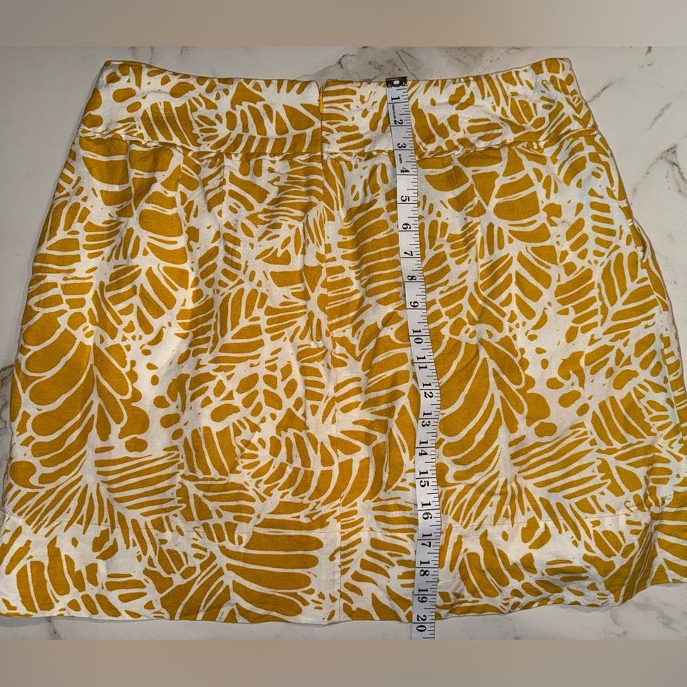 Ann Taylor LOFT Yellow White Tropical Mini Skirt Size 14 Summer NWOT 💛